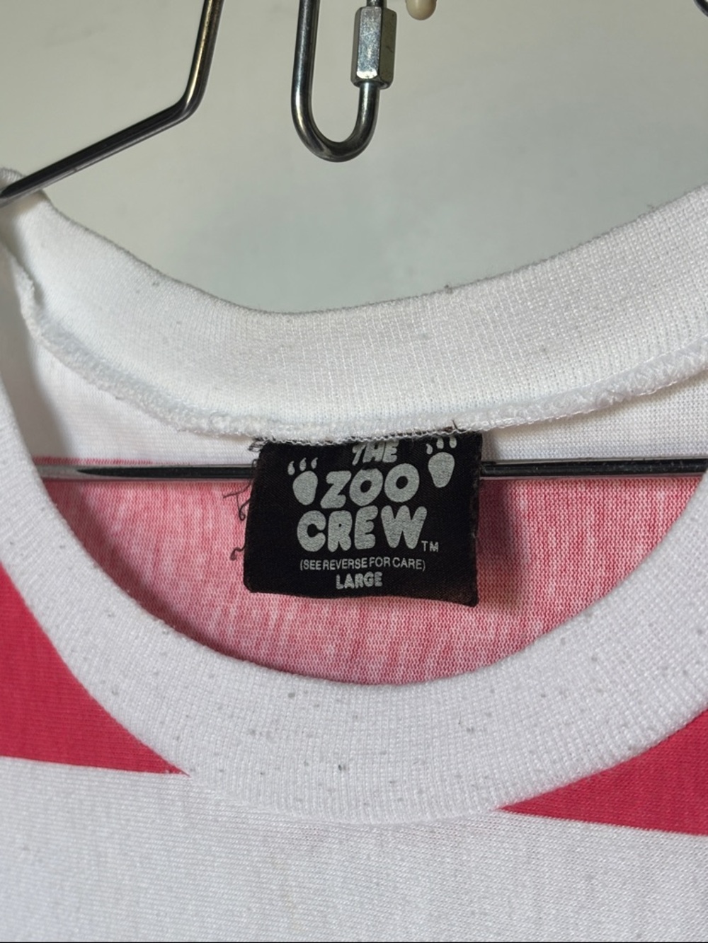 The Zoo Crew Beach Bound Striped Graphic Vintage Boxy Tee 1987 Surf - Picture 2 of 9